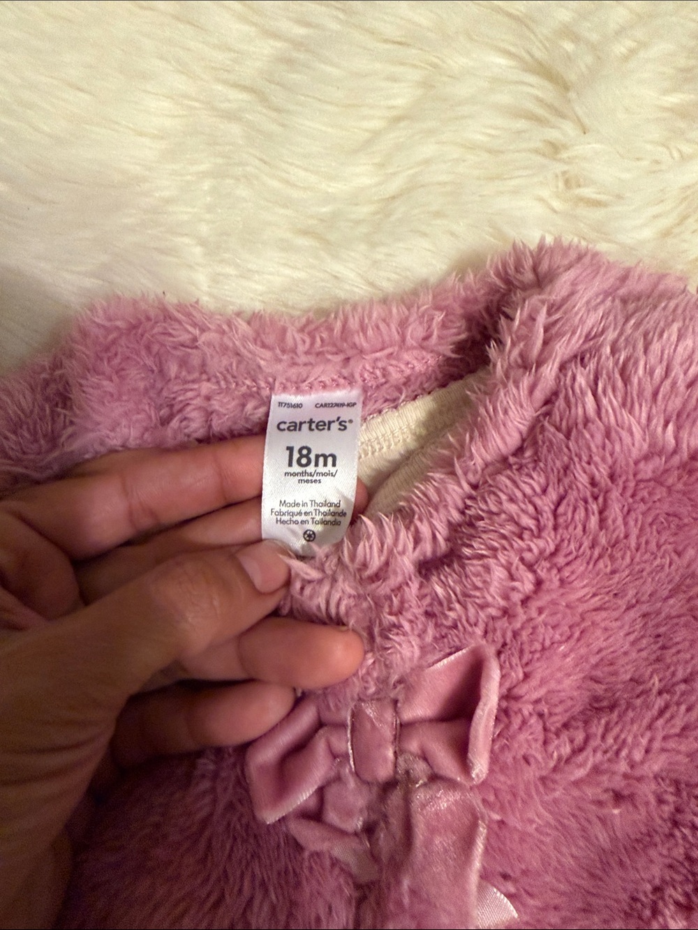 Carter's Mauve Pink Faux Fur Vest with Satin Bow Detail - Picture 2 of 4